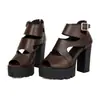 Nuevas sandalias de punta abierta estilo europeo y americano con plataforma impermeable, suela de goma, antideslizantes, zapatos de mujer transfronterizos, sandalias de tacón alto de tacón cuadrado de verano