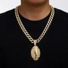 Nova Corrente com Pingente de Diamante Hip Hop de Futebol Americano Super Bowl Joias Populares Europeias e Americanas de Liga de Zinco Banhada a Ouro