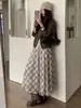Falda midi de cuadros, nuevo estilo primavera/otoño, con dobladillo irregular, elegante y de corte holgado, falda de tul línea A, falda de longitud media dulce y fresca
