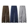 Pantalones de Paracaídas Anchos con Pliegues Tridimensionales para Hombre, Nuevo Estilo de Primavera, Color Sólido, Funcionales, Corte Relajado, Pantalones Largos Casuales Rectos Sueltos para Mujer