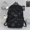 Mochila con estampado de estrellas en degradado blanco lechoso, estilo coreano, alto atractivo estético, mochila multicompartimento en capas para estudiantes de secundaria y preparatoria