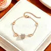 Pulsera de Acero de Titanio Delgada para Cintura con Diamantes Completos de Lujo Ligero para Mujer Nicho Lujo Ligero Color Duradero Gama Alta Celebridad de Internet Venta Caliente Joyería al por Mayor