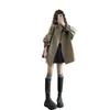 Gabardina caqui mujer 2025 primavera y otoño nueva estilo coreano holgada adelgazante largo medio abrigo estilo británico ins