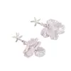 Brincos Estrela do Mar Pétala de Concha Branco Frio para Mulheres Nicho de Luxo Exquisite Quadrado/Redondo Afinando Joia de Orelha Atacado