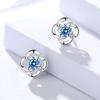 Damila s999 prata pura adoráveis brincos de tarraxa femininos com zircônia embutida em diamante flor brincos joias pequenas de luxo leve fábrica atacado