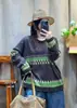Suéter Jacquard para Mujer 2026 Otoño Nuevo Estilo Coreano Holgado Casual Moda Cuello Redondo Estilo Perezoso Suéter Pulóver MHT