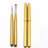 Novo Porta-Canetas Dourado, Caneta para Manicure, Boca Plana para Fototerapia, Caneta de Pintura Fina com Tampa, Pincel para Unhas
