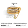 Anillo de Acero de Titanio Transfronterizo Jingqiao Diseño de Nicho para Mujer Acero Inoxidable Multicapa Circonita Anillo Antidesvanecimiento Joyería de Alta Gama