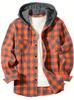 Nova Camisa com Capuz de Flanela Xadrez Amazon Estilo Europeu e Americano Manga Longa com Aba de Bolso Duplo para Homens