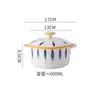 Tazón de Cerámica con Tapa para Cocinar Arroz al Vapor, Estofar Nido de Pájaro, Vajilla de Color Bajo Vidriado, Tazón de Olla de Estofado de Dibujos Animados, Tarro para Manteca de Cerdo, Porcelana Blanca para una Persona