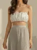Top Regata Casual de Férias Branco Cetim com Alça Fina Feminino 2026 Verão Novo Peça de Roupa Externa Simples Cropped