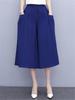Pantalones capri para mujer de verano delgados de algodón seda pantalones para madres de mediana edad y mayores pantalones de pierna ancha talla grande sueltos pantalones falda pantalones casuales