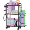 Rack Multifuncional para Armazenamento de Academia em Casa, Rack para Armazenamento de Tapete de Yoga, Rack para Halteres e Rack para Armazenamento de Equipamentos de Fitness