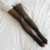 Leggings Falsos Transparentes Color Piel Talla Extra con Felpa para Mujer, Estilo de Aeromoza, Gris, Transpirables, Medias Gruesas para Otoño e Invierno