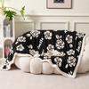 Manta de Dormitorio Casual Escandinava Blanco y Negro Jacquard Catiónico Doble Capa Manta de Tiro Toalla Manta para Siesta en Sofá
