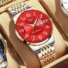 Reloj de moda para hombre, con doble calendario, luminoso, resistente al agua, no mecánico, de cuarzo, regalo para estudiantes, genuino.