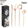 Juego de Cubiertos de Acero Inoxidable Amazon Transfronterizo Cuchillo Portugués, Tenedor, Cuchara Hotel Estilo Occidental Estilo Europeo Juego de 24 Piezas en Caja de Regalo