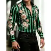 Camisa de Manga Larga Vintage con Patrón de Mármol para Hombre, Casual Transpirable con Impresión Digital 3D, para Primavera y Otoño