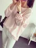Nova camiseta T-shirt feminina de manga longa listrada, soltinha e casual, para outono 2023, top para estudante
