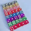 Dados de colores múltiples de 12 mm nuevos con purpurina explosiones de Amazon al por mayor accesorios de juguete dados tamiz acrílico
