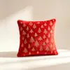 Funda de Almohada Popular Navideña Transfronteriza con Lazo Navideño y Bordado de Estrella de Cinco Puntas, Cojín para Sofá, Funda de Almohada para Decoración del Hogar