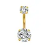 Conjunto Mais Vendido de E-commerce Transfronteiriço Combinação de Unha do Umbigo com Zircônia Incrustada em Aço Inoxidável Joia de Piercing com Diamante de Quatro Garras Argola para Umbigo