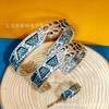 Pulsera y Anillo de Conchas de Abulón de Colores con Graffiti Geométrico Abierto para Hombres y Mujeres Pareja Novia Pulsera de Moda Genial Par Viejo