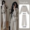 Talla extra Otoño Estilo Sal Fried Chaqueta de Calle Conjunto Deportivo de Dos Piezas Estilo Occidental Reductor de Edad Adelgazante Traje para chica rellenita Combinación Casual para Mujer