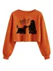 Amazon eBay loja independente moda divertida versátil feminina nova boo p fantasma cachorro moletom curto cropped
