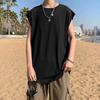 Verano Nuevo Color Sólido t Chaleco Estilo Hong Kong Holgado Casual Moderno Camiseta Base Ropa Exterior Chaleco Deportivo para Hombre sin Mangas