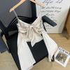 Top de tirantes satinado con pajarita de acetato brillante color blanco perla, moderno y sexy