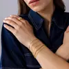Conjunto de Corrente de Contas em Aço Inoxidável com Zircônia Multicamadas Transfronteiriça Pulseira de Clipe de Papel Cobra Figaro Ajustável da Moda para Mulheres