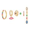 Pendientes de Cadena con Borla de Estrella de Cinco Puntas de Moda Europea y Americana Transfronterizos Exquisito Juego de Pendientes de Circonita de Colores Lujo Ligero para Mujer