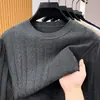 Suéter de punto de algodón puro para hombre, primavera/otoño, cuello redondo, manga larga, estilo pullover, estética old money, tejido de ochos, camiseta interior de cuello redondo, suéter