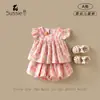 Conjunto Infantil 2026 Novidades de Verão Roupas para Bebês e Crianças Pequenas Top sem Mangas Calça Fina com Babados para Menina Conjunto de Duas Peças