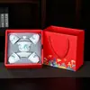 Porcelana Blanca de Dehua 1 Tapa de Tazón 4 Tazas Juego de Té Kung Fu Taza de Té de Cerámica para el Hogar Tapa de Tazón Set en Caja de Regalo Regalo Festivo