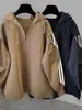 Conjunto de Sudadera con Capucha y Media Cremallera de Empalme a Rayas para Hombre en Otoño Estilo Coreano Moda Casual Tops de Manga Larga para Usar como Conjunto Completo