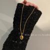 Collar vintage con piedra de ojo de tigre, cadena de suéter apilada de alta calidad, colgante de cadena de clavícula, nuevos pendientes, aguja de plata, lujo francés ligero