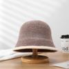 Chapéu de Pescador de Outono e Inverno para Mulheres, Chapéu Balde Espesso e Quente Que Faz o Rosto Parecer Menor, Chapéu Tricotado de Inverno Fashion com um Toque Sofisticado