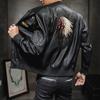 Chaqueta de cuero de PU con cuello de béisbol bordado para hombre, ropa de motocicleta, primavera y otoño 2019, moda casual para hombre, una generación de cabello