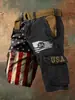 Shorts Cargo de Verão 2026 Novo Tamanho Plus Size Estampa 3D Esportivo Solto Resistente ao Desgaste Cinco Pontos Retro Americano Shorts Masculino