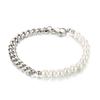 Collar de Perlas Empalmadas Cassia Nueva Cadena Clavícula Cadena Pulsera Acero Titanio Diseño Nicho Set de Joyería de Dos Piezas para Mujer