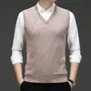 Comércio Exterior Inverno Novidades Cardigan Colete Gola V Suéter de Lã Masculino Cor Sólida Versátil Tricô Gola V Xale