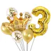 Decoración Fiesta de Cumpleaños Infantil Paquete de Globos de Papel de Aluminio Primer Cumpleaños Infantil Corona Dorada Globos Numéricos de Papel de Aluminio