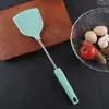 Frigideira antiaderente cabo de tubo pequeno espátula de silicone utensílios de cozinha domésticos colher de fritar cozimento anti-queimadura resistente a altas temperaturas frigideira antiaderente