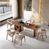 Mesa de Chá de Madeira Maciça Personalizada Luxo Leve Personalizada para Casa Sala de Estar Escritório Mesa de Chá Moderna Sensação de Alto Padrão Mesa e Cadeiras de Alto Padrão para Preparo de Chá