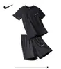 Conjunto casual deportivo de dos piezas para hombre, nuevo estilo de verano, camiseta de cuello redondo de seda helada de secado rápido y pantalones cortos de manga corta para carreras matutinas, atuendo moderno para hombre