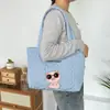 Nova Bolsa de Mão Bordada de Desenho Animado, Bonita e Macia, Bolsa de Ombro de Grande Capacidade, Bolsa Tote Versátil para o Dia a Dia em Algodão Acolchoado