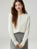 Suéter de Cashmere com Gola Redonda e Botões Outono/Inverno 2026 para Mulheres Solto Emagrecedor Cardigan de Tricô Versátil Peça de Roupa Externa Suéter