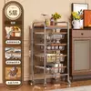 Carrito Estrecho Estante de Almacenamiento, Estante de Cesta de Cocina Multicapa de Pie para Snacks y Frutas y Verduras, Estante de Almacenamiento Móvil Estilo Vintage